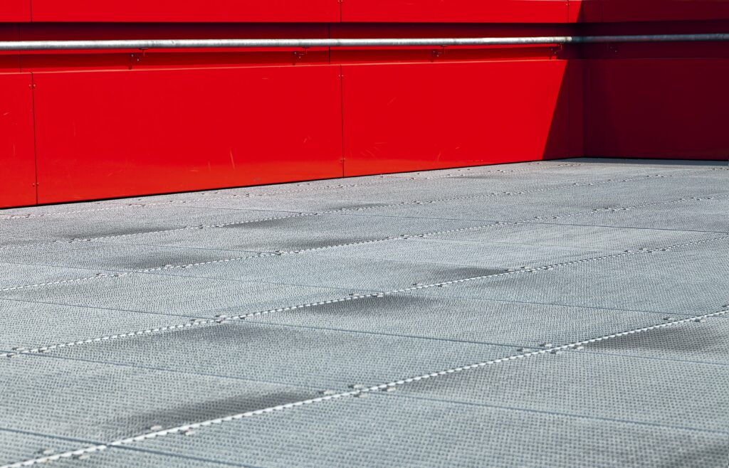 A steel transit platform